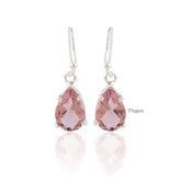 Elegant Pink Amethyst Quartz 8x12mm Pear Gemstone Drop Earrings, 925 Sterling Silver Dangle Earring, Birthday Gift For Mother-Christmas Gift